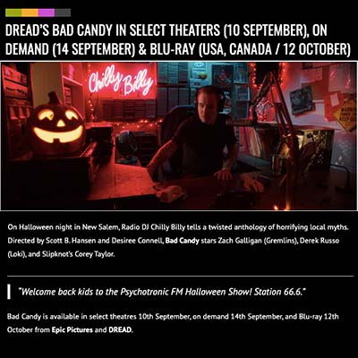 DREAD’S BAD CANDY IN SELECT THEATERS (10 SEPTEMBER), ON DEMAND (14 SEPTEMBER) & BLU-RAY (USA, CANADA / 12 OCTOBER)